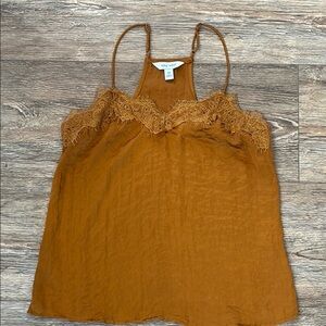 Nine West Burnt Gold Lace Silk Camisole ideal for layering Women's Size XS